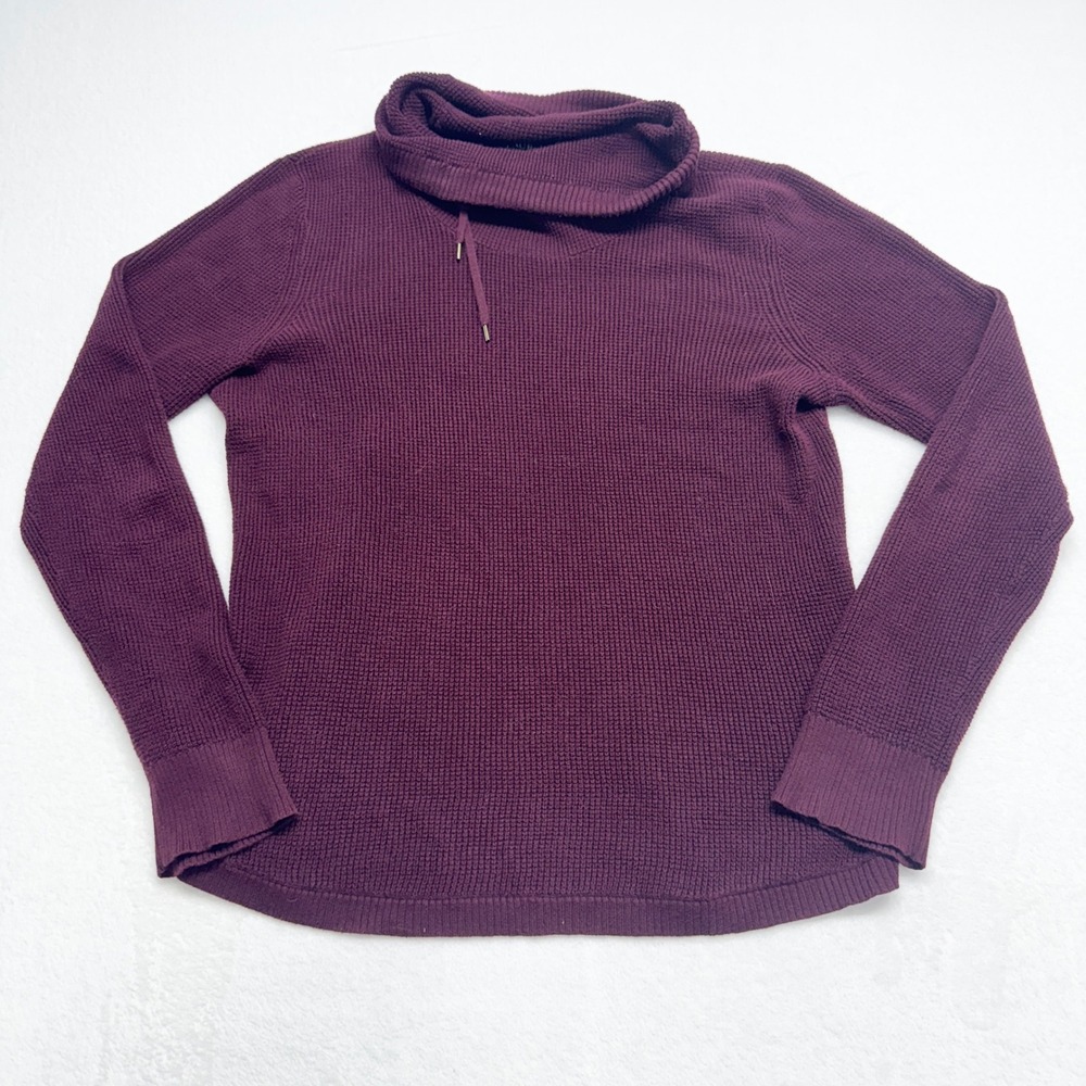 Lauren Ralph Lauren Cowl Neck Waffle Knit Sweater Women L Purple Cotton Pullover